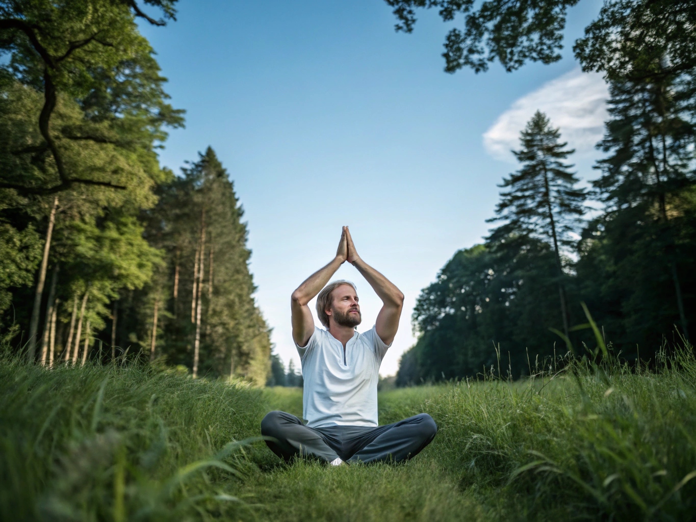 Person der udfører en yoga position i naturen
