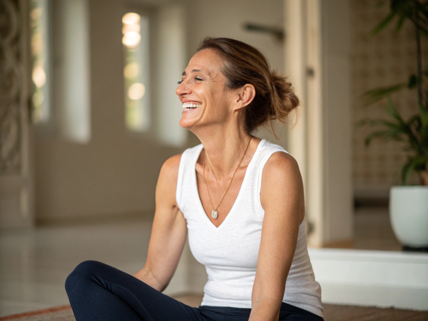 Kvinde smiler efter yoga